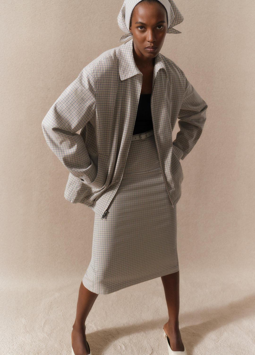 VINCE Sale Gardener's Check Cotton Oversized Bomber Jacket in Jackets & Outerwear