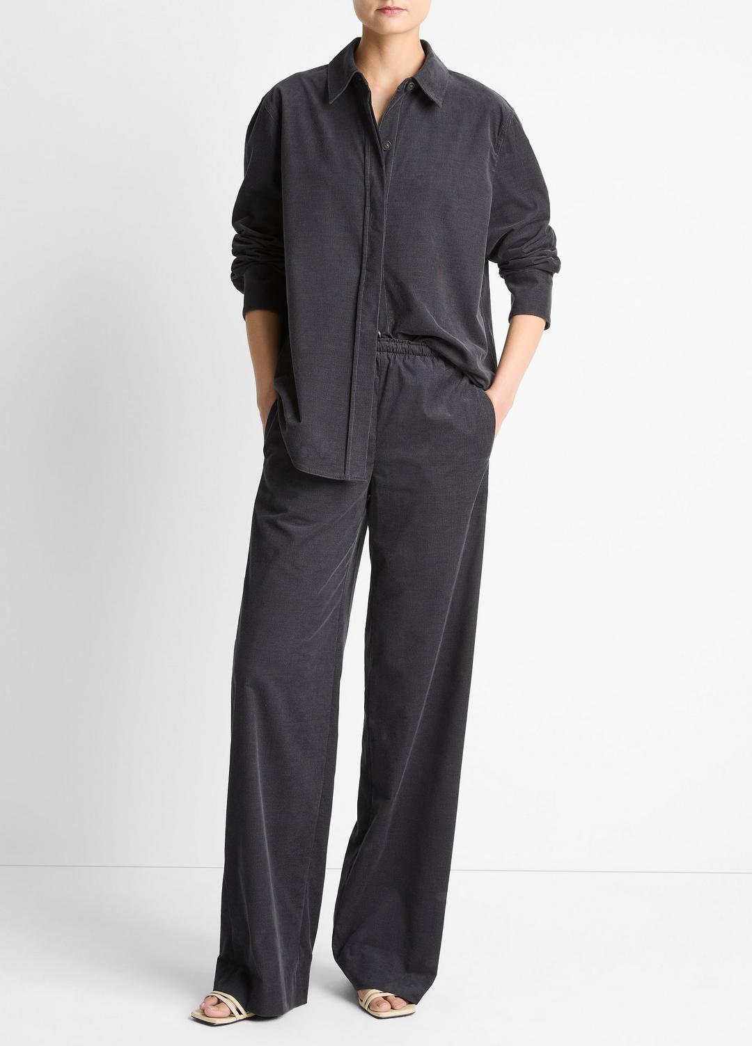 VINCE Women Cotton Corduroy Oversized Shirt in Long Sleeve
