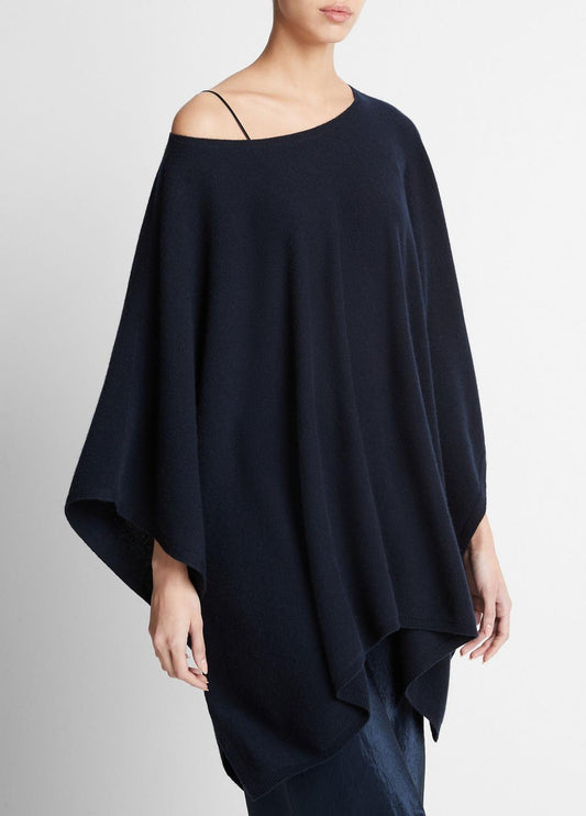 VINCE Women Reverse-Jersey Cashmere Boat-Neck Poncho in Sweaters