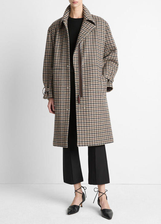 VINCE Women Plaid Car Coat in Coats
