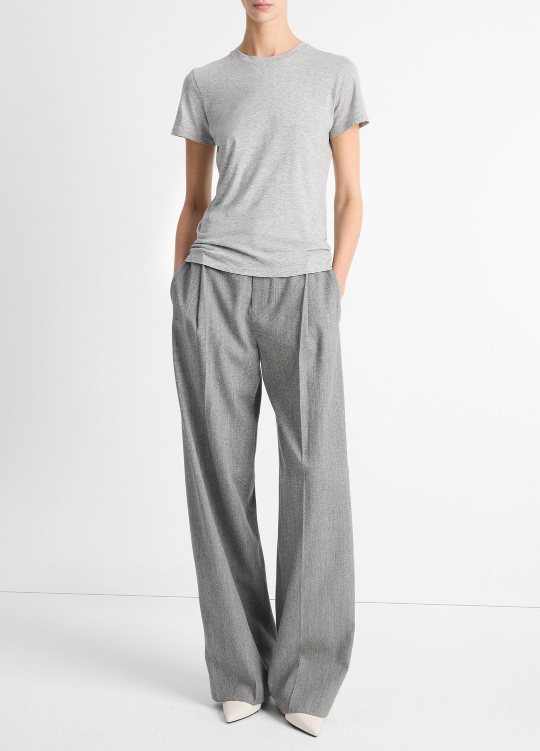 VINCE Women Essential Pima Cotton Crew Neck T-Shirt in Short Sleeve