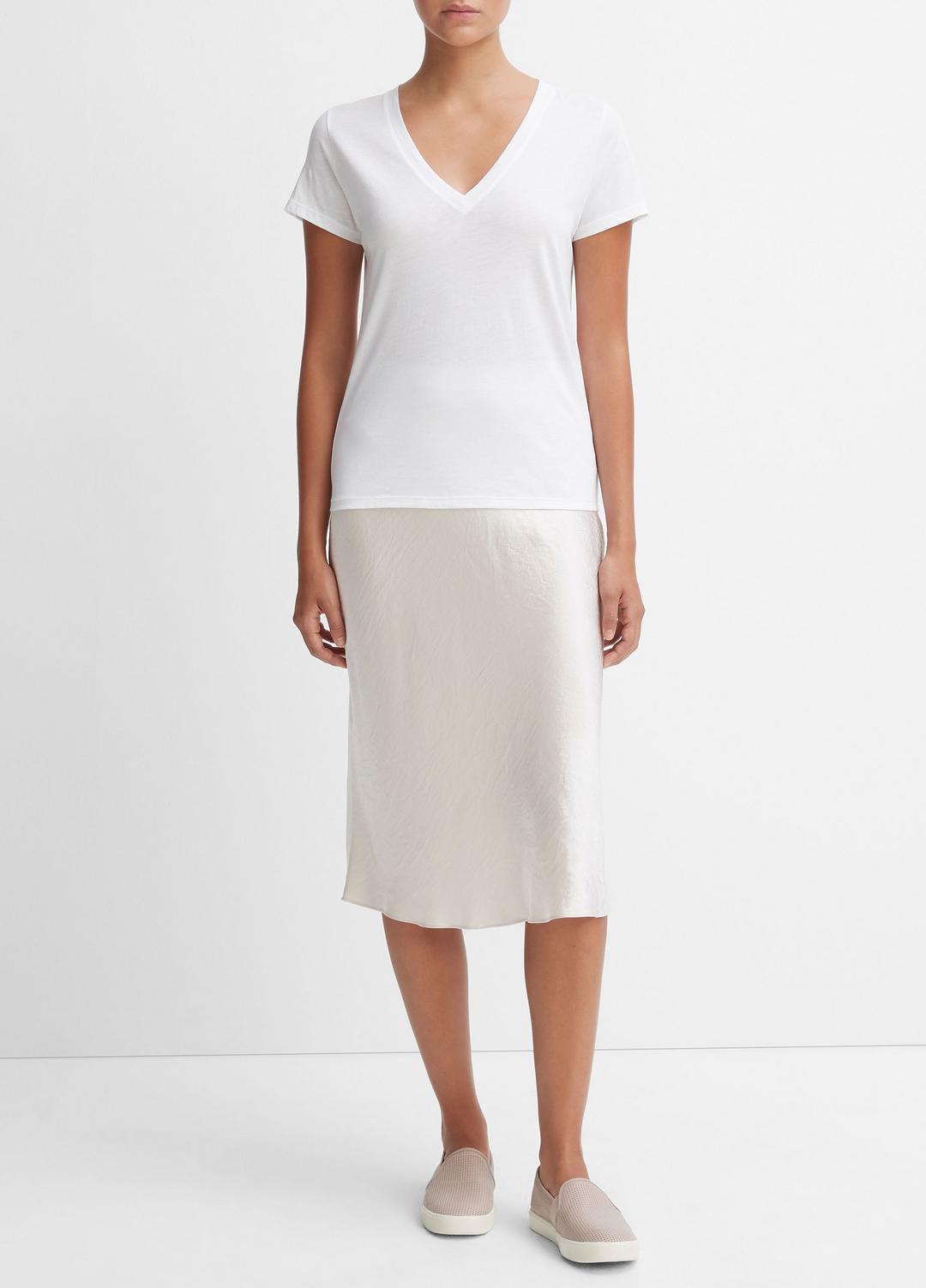 VINCE Women Essential Pima Cotton V-Neck T-Shirt in Short Sleeve