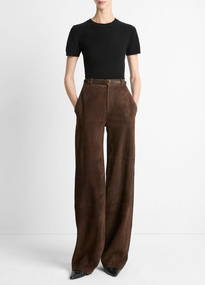 VINCE Women Suede Mid-Rise Trouser in Trousers