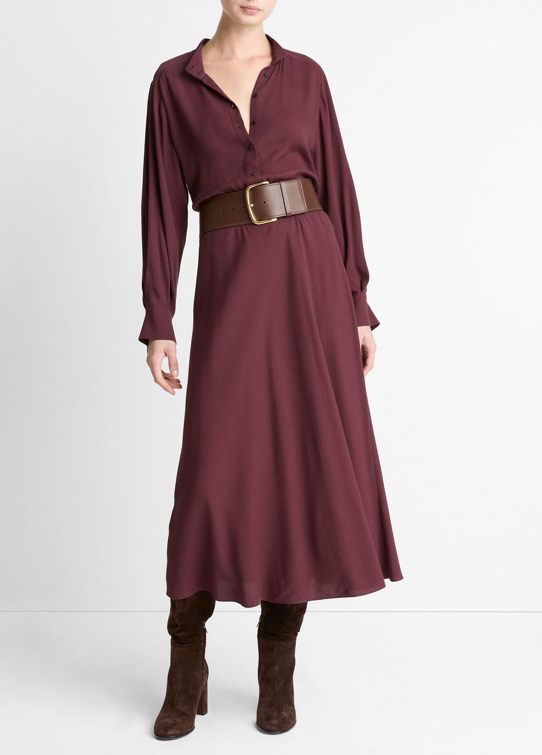 VINCE Women Crepe Collar-Stand Shirt Dress in Dresses