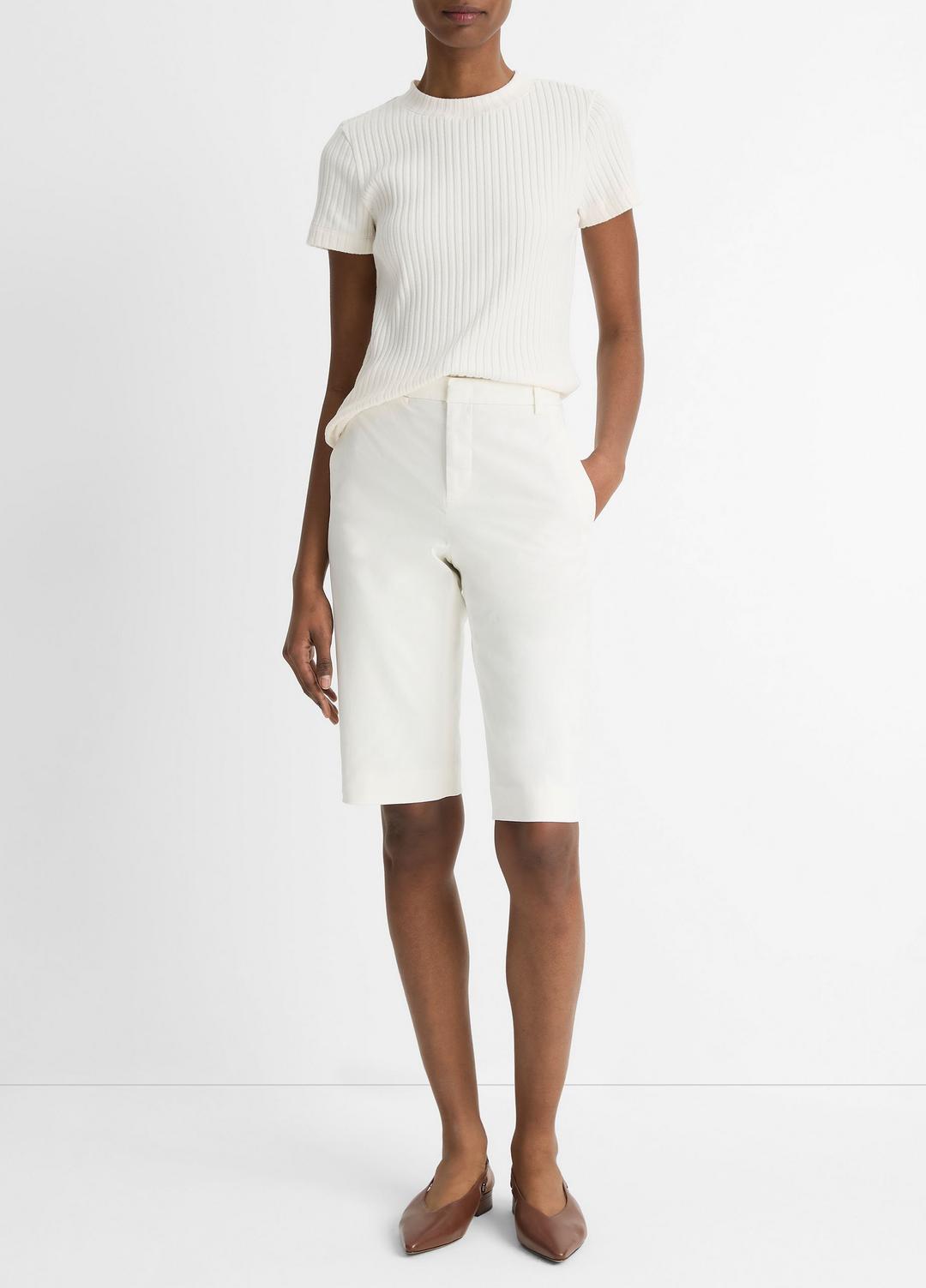 VINCE Women Italian Stretch-Cotton Chino Short in Shorts