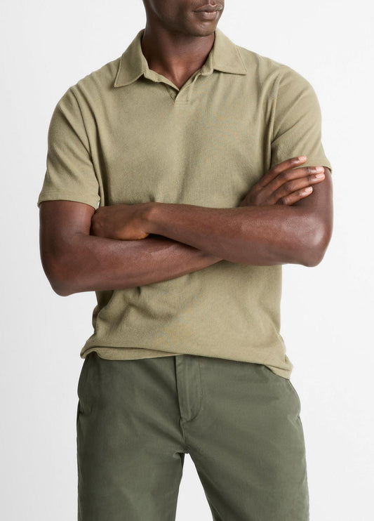 VINCE Men Cotton Johnny-Collar Polo Shirt in Henleys & Polos