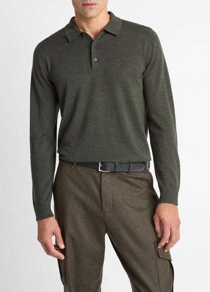 VINCE Men Wool Polo Sweater in Sweaters