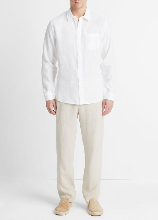 VINCE Men Linen Long-Sleeve Shirt in Long Sleeve
