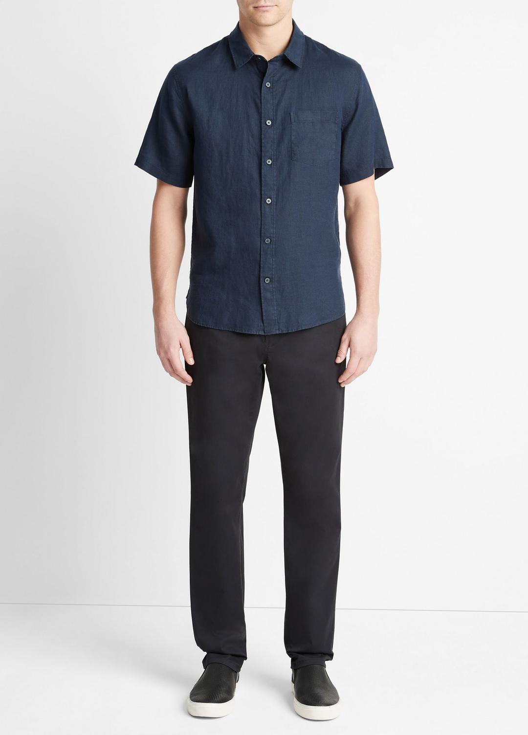 VINCE Men Linen Short-Sleeve Shirt in Short Sleeve