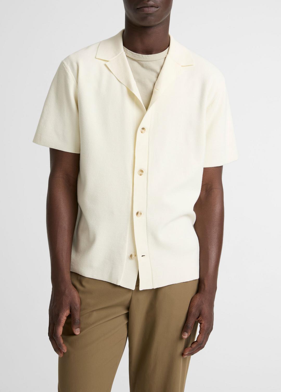 VINCE Men Merino Wool Cabana Shirt  in Short Sleeve