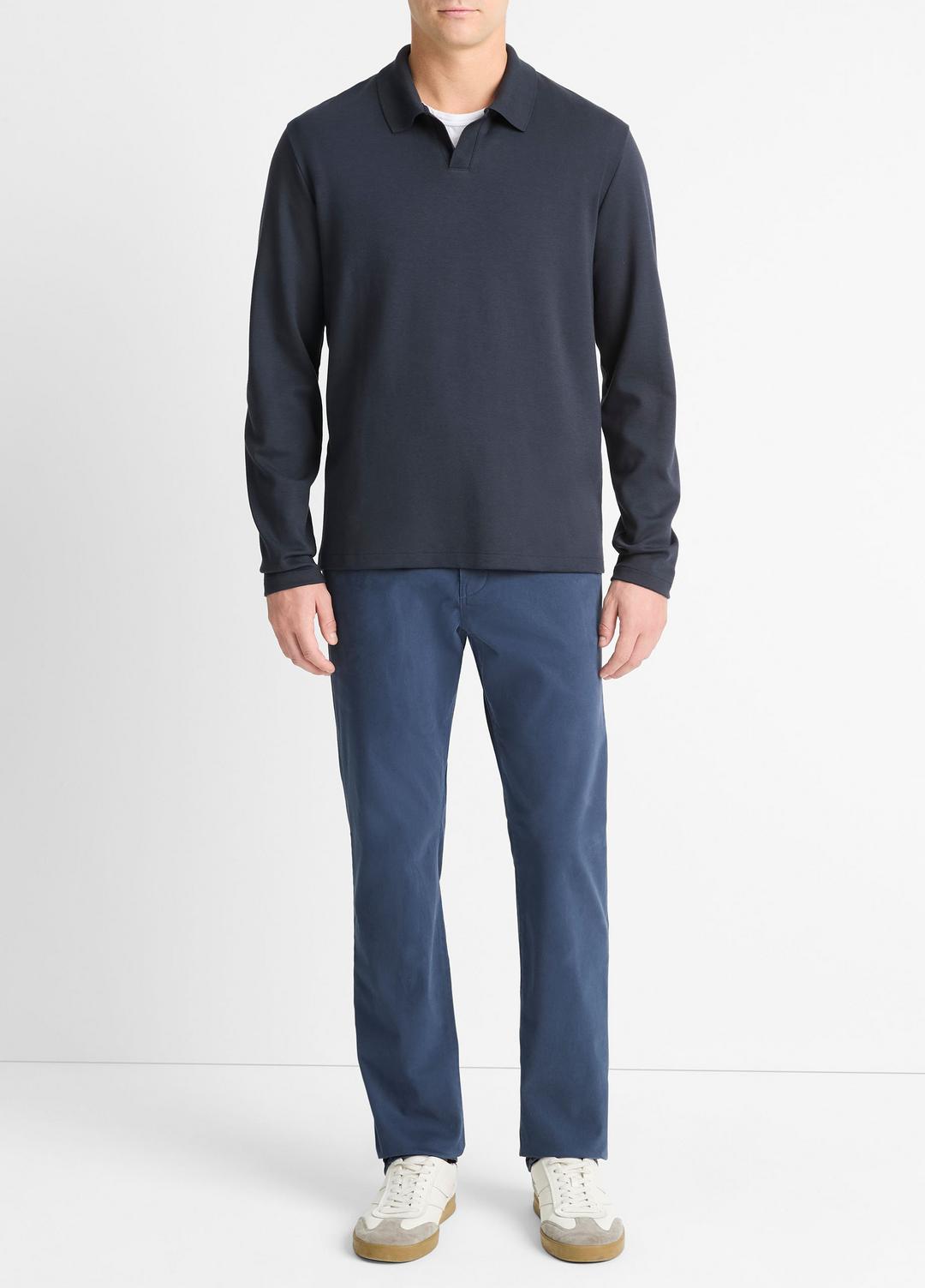 VINCE Men Milano Pima Cotton-Blend Johnny-Collar Shirt in Long Sleeve