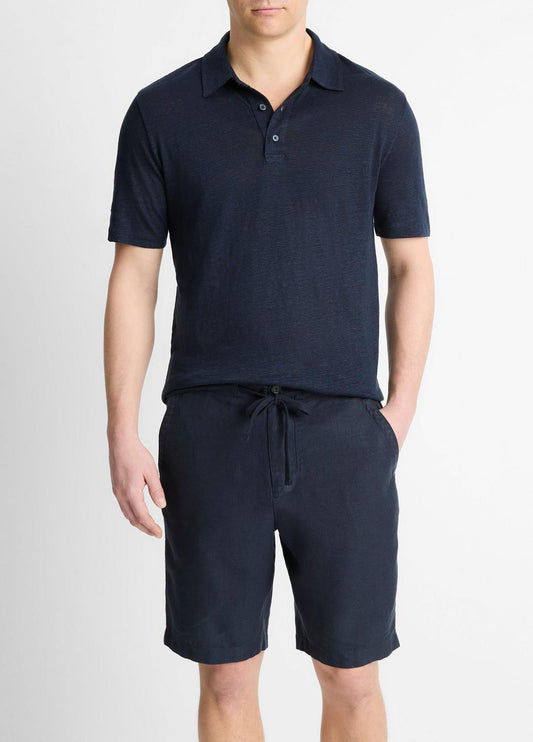 VINCE Men Linen Polo Shirt in Henleys & Polos