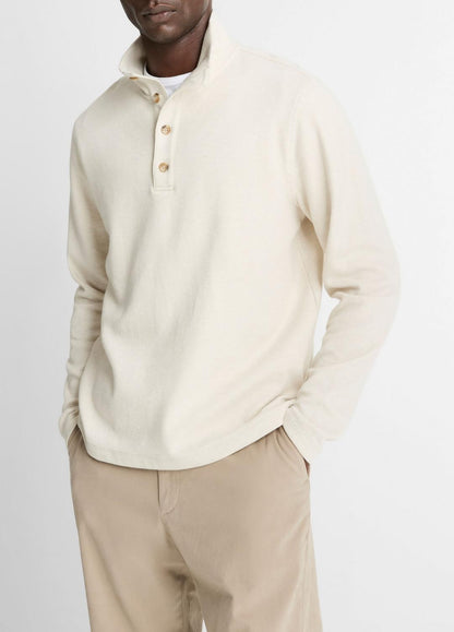 VINCE Men Cotton Button Mock-Neck Pullover in Sweatshirts & Hoodies