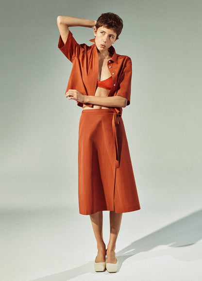 VINCE Sale Cotton Short-Sleeve Cropped Shirt in Shirts & Tees