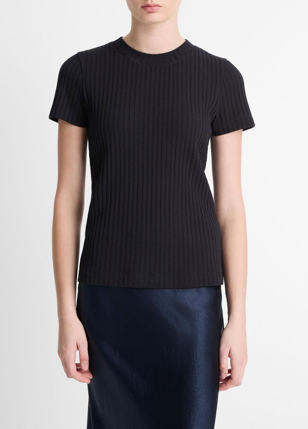 VINCE Sale Ribbed Cotton-Blend Top in Shirts & Tees